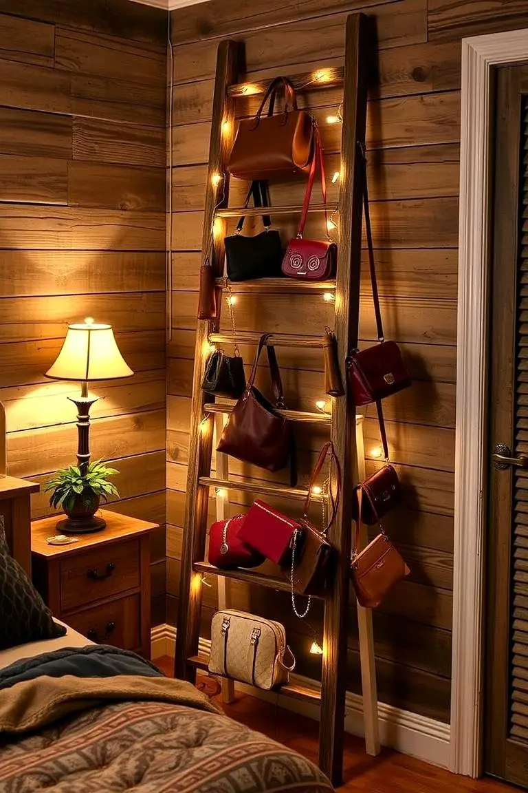 Vintage Ladder Purse Display