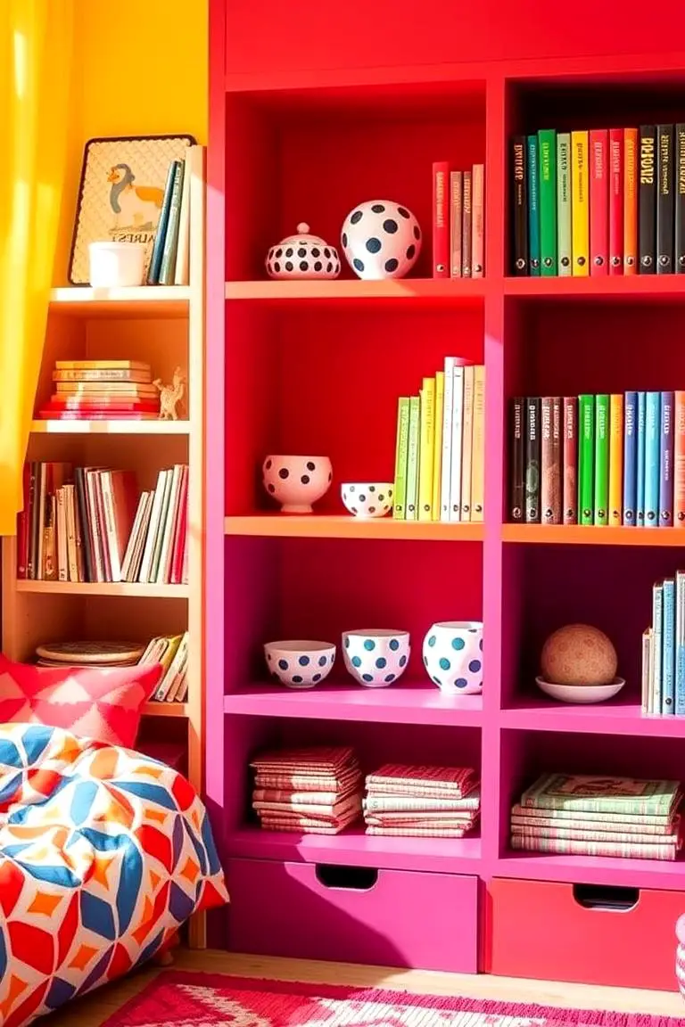 Colorful Patterned Shelf Arrangement