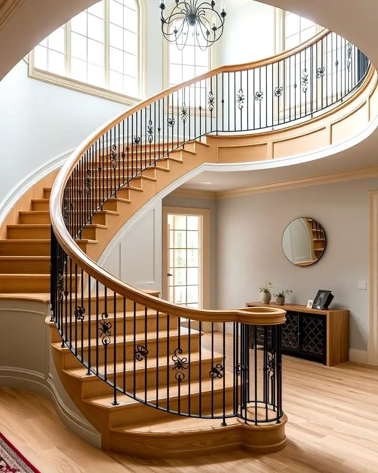 White Oak Stairs with Curved Design