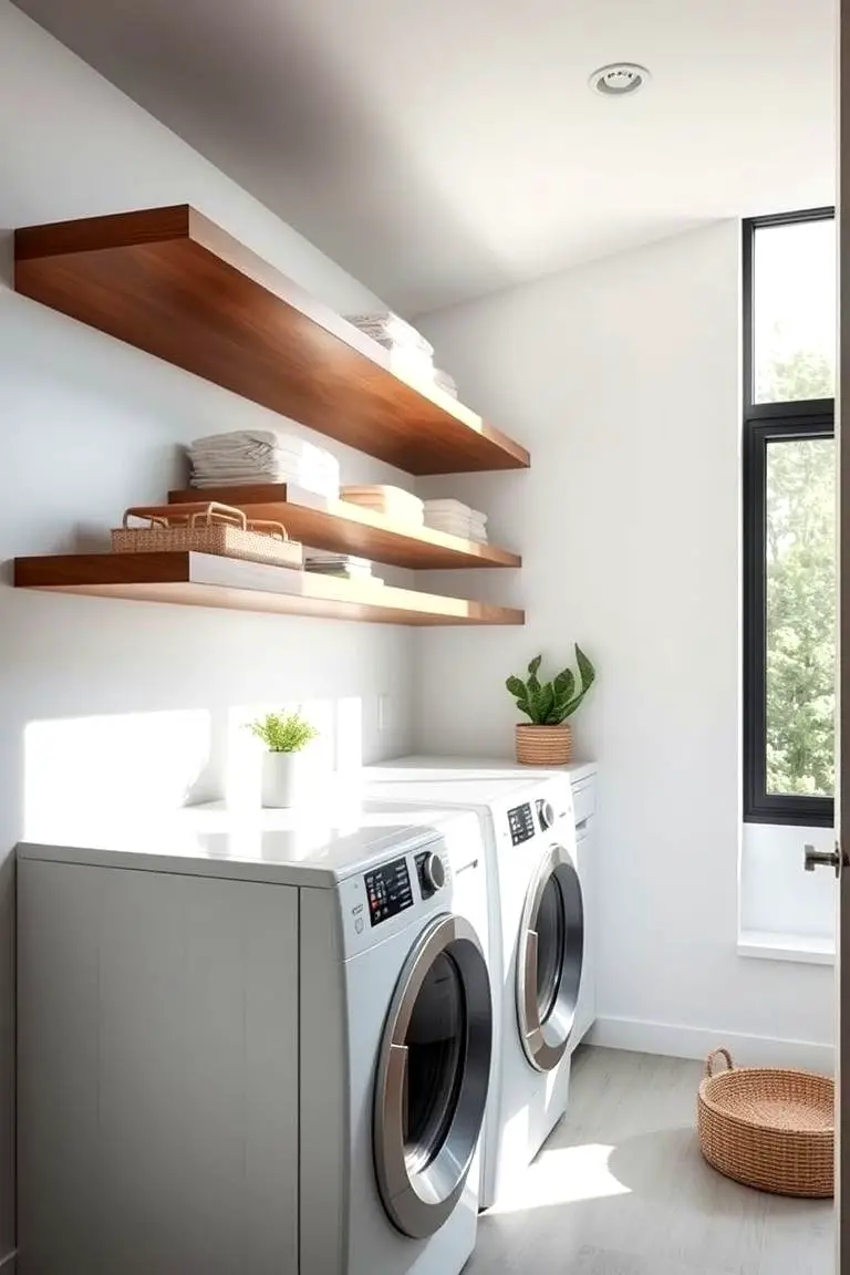 Floating Laundry Room Shelves