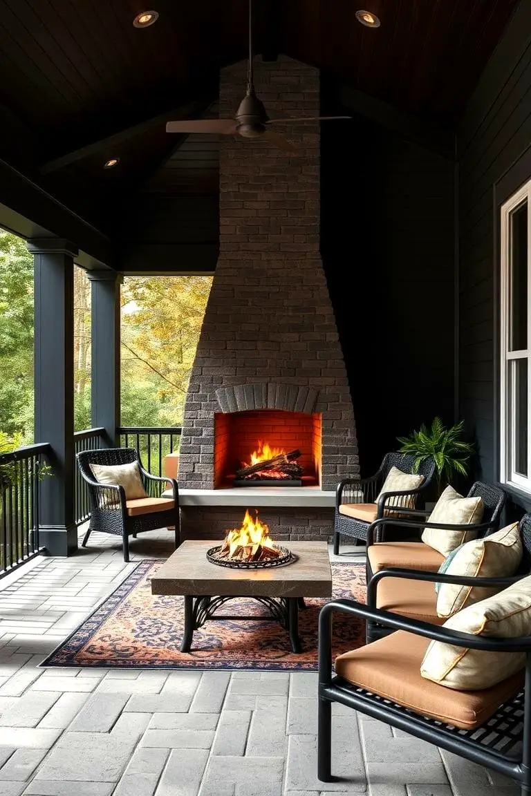 Alluring Black Outdoor Fireplace
