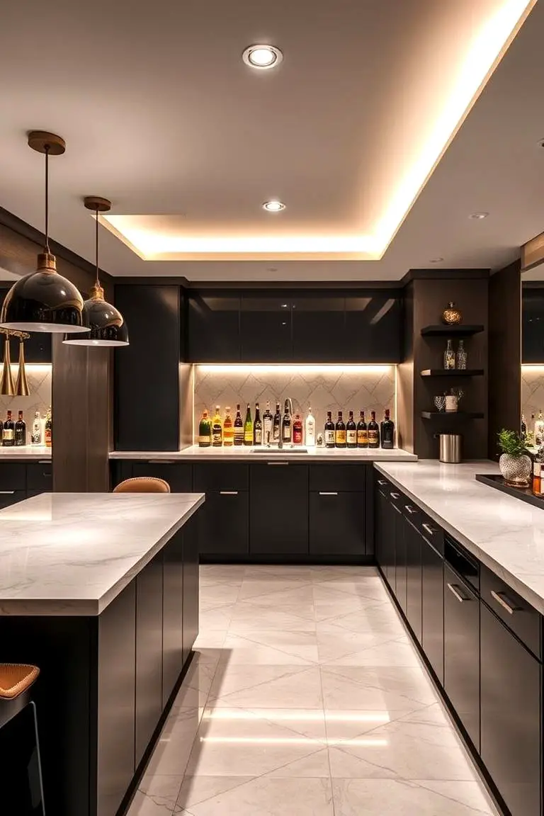 Basement Bar and Counter Setup