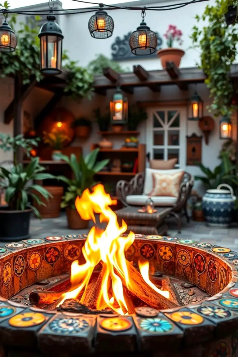 Artistic Mosaic Fire Pit