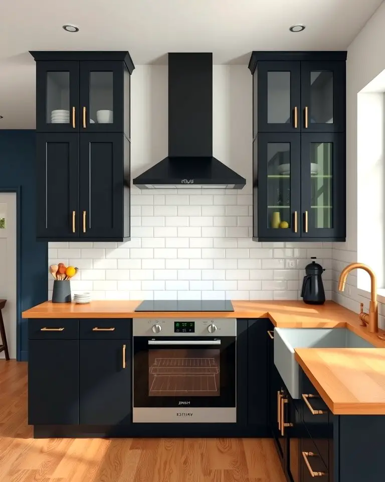 Bold Contrast with White Backsplash
