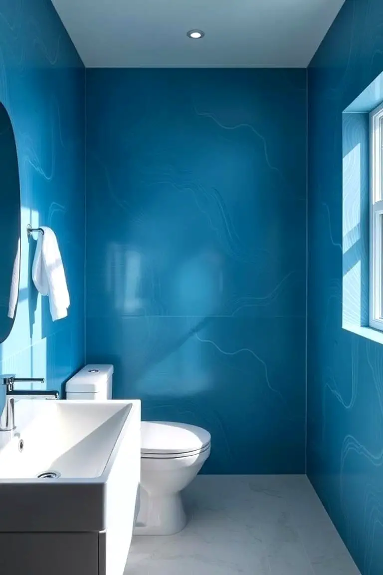 Blue Accent Walls with Subtle Patterns