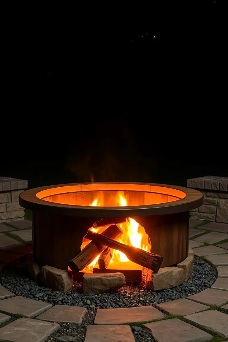 Circular Hearth Fire Pit with Rustic Detailing