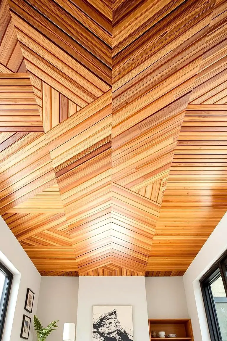 Geometric Pattern Wood Slat Ceiling