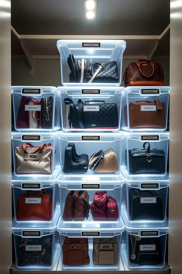 Stackable Purse Storage Bins