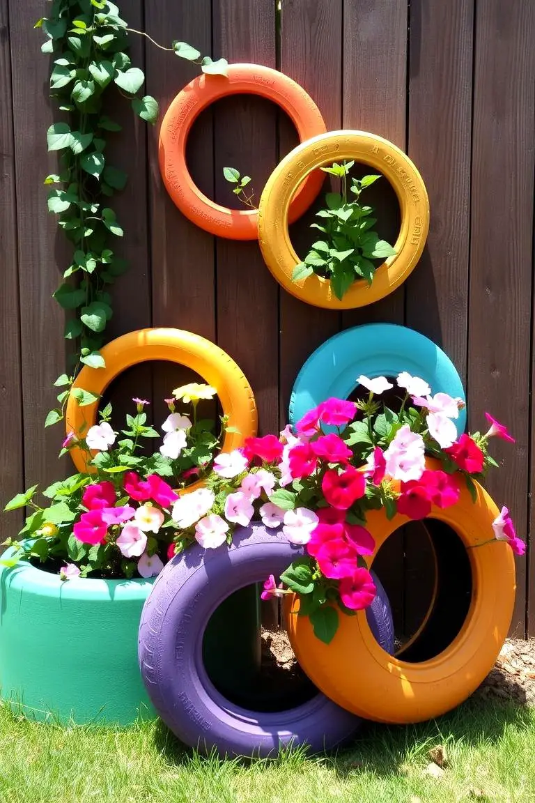 Repurposed Tire Planters