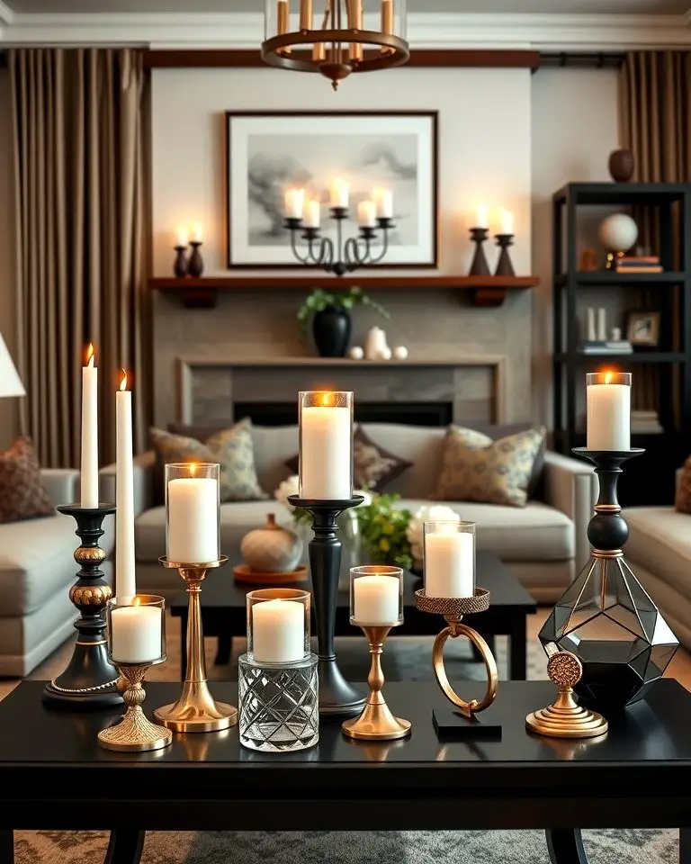 Black and Gold Candle Holders