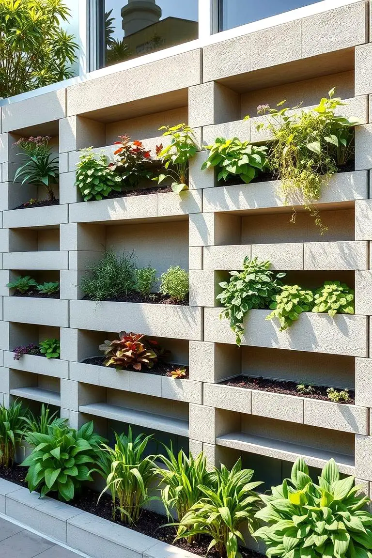 Cinder Block Planter Wall