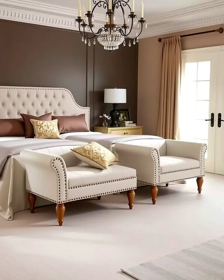 Upholstered Bench with Nailhead Trim for a Classic Accent