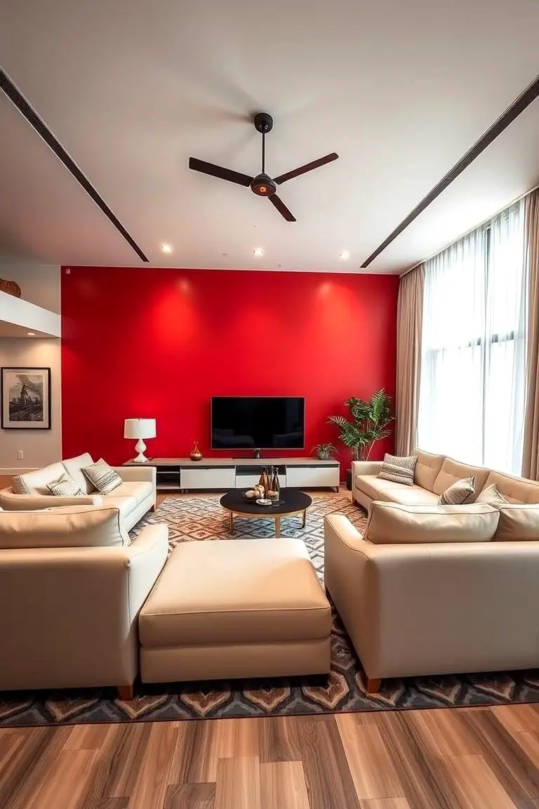Vibrant Red and Cool Cream
