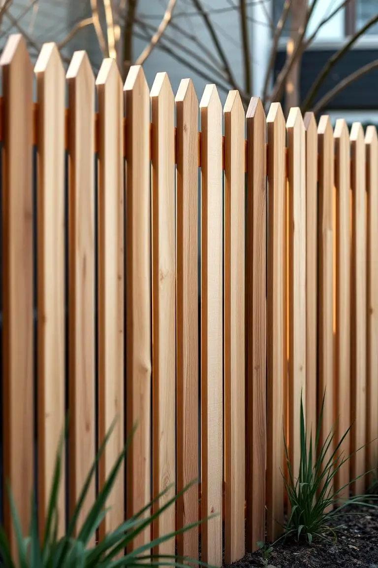 Modern Cedar Picket Fence