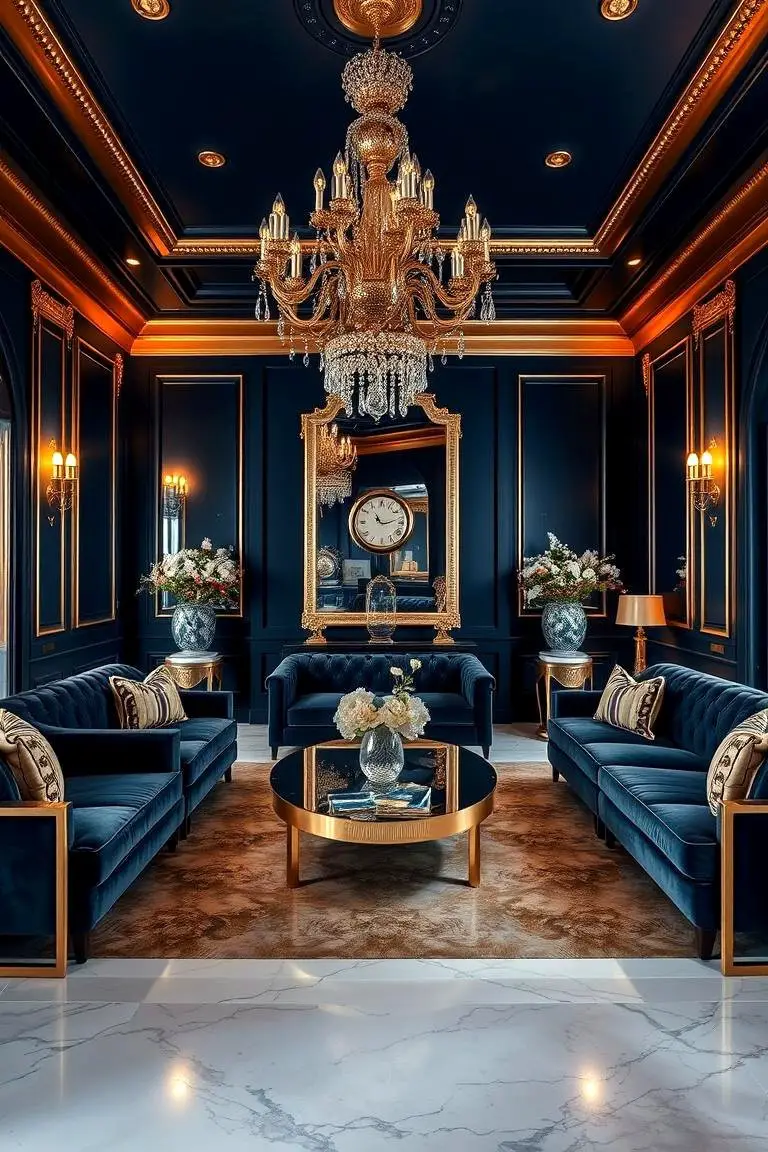 Rich Navy Blue Paired with Gold Accents