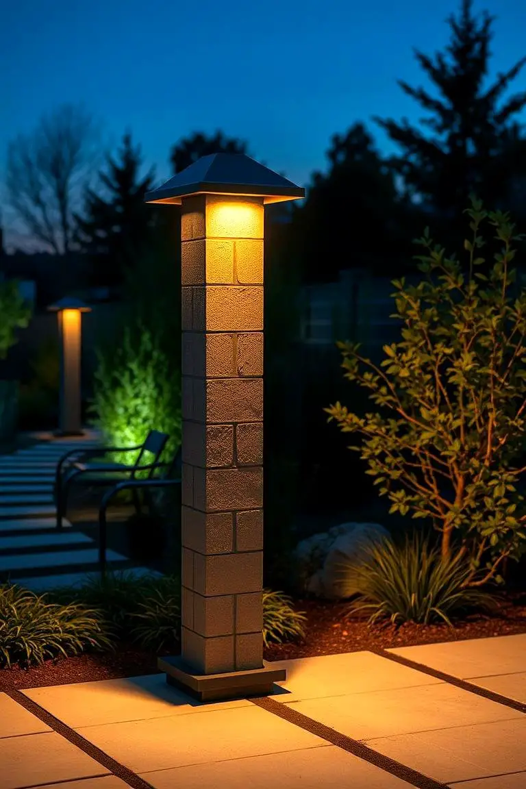 Cinder Block Lamp Post