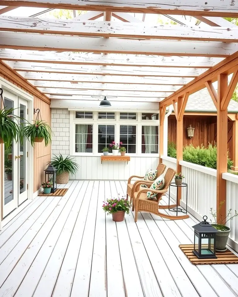 Rustic White Deck with Wooden Accents
