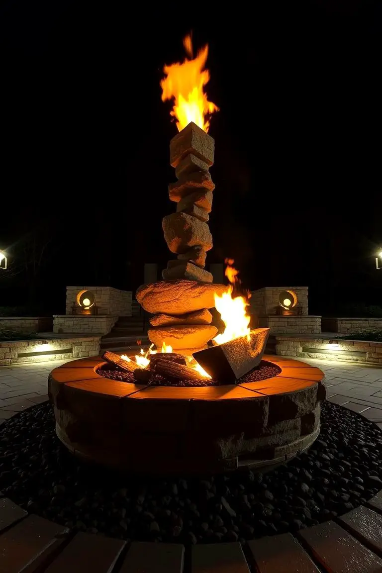 Sculptural Stone Fire Feature