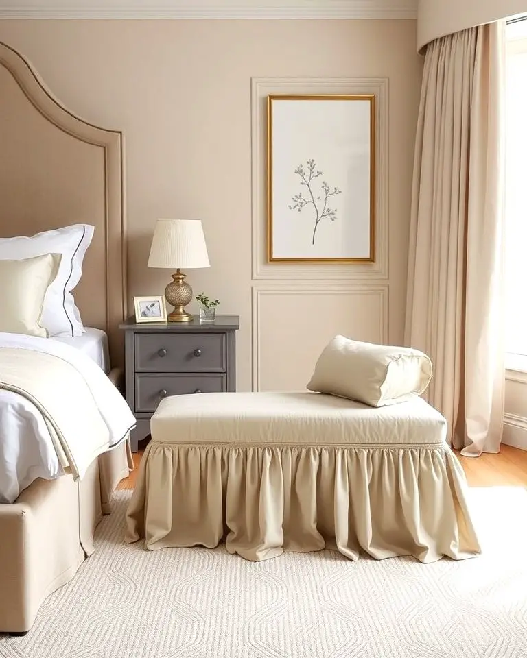 Fabric Skirted Bench