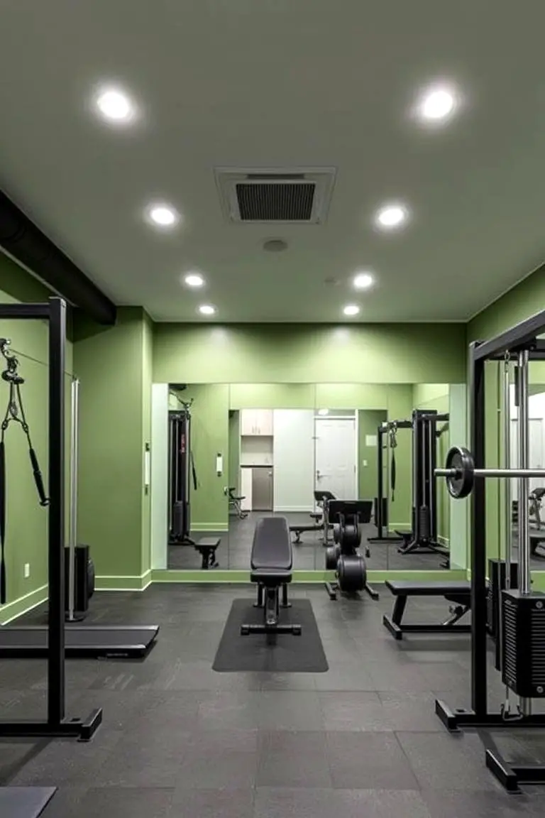 Monochromatic Home Gym Feature