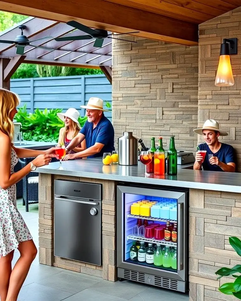 Beverage Station with Mini Fridge