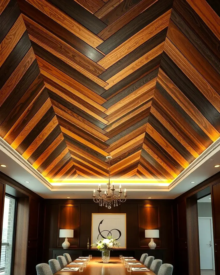 Herringbone Wood Ceiling