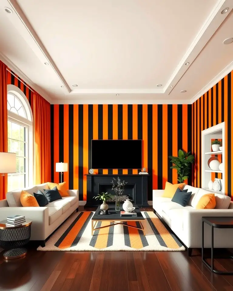 Black and Orange Striped Wallpaper