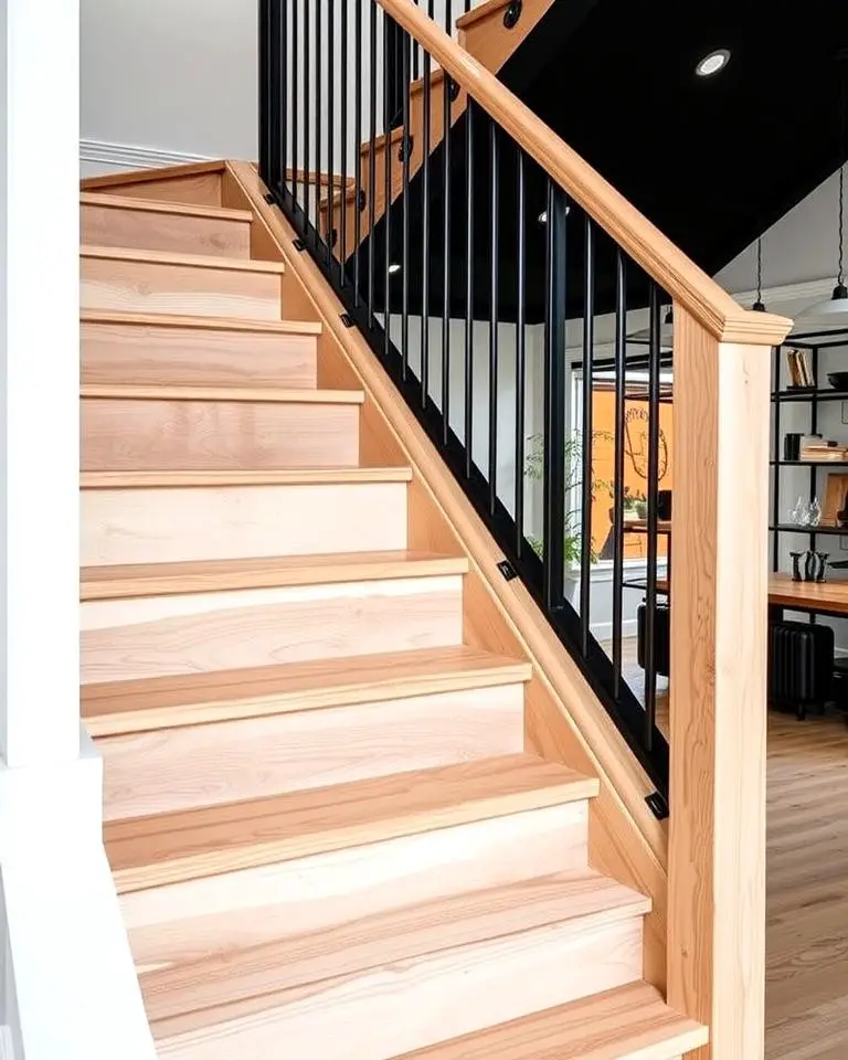 White Oak Stairs with Black Accents