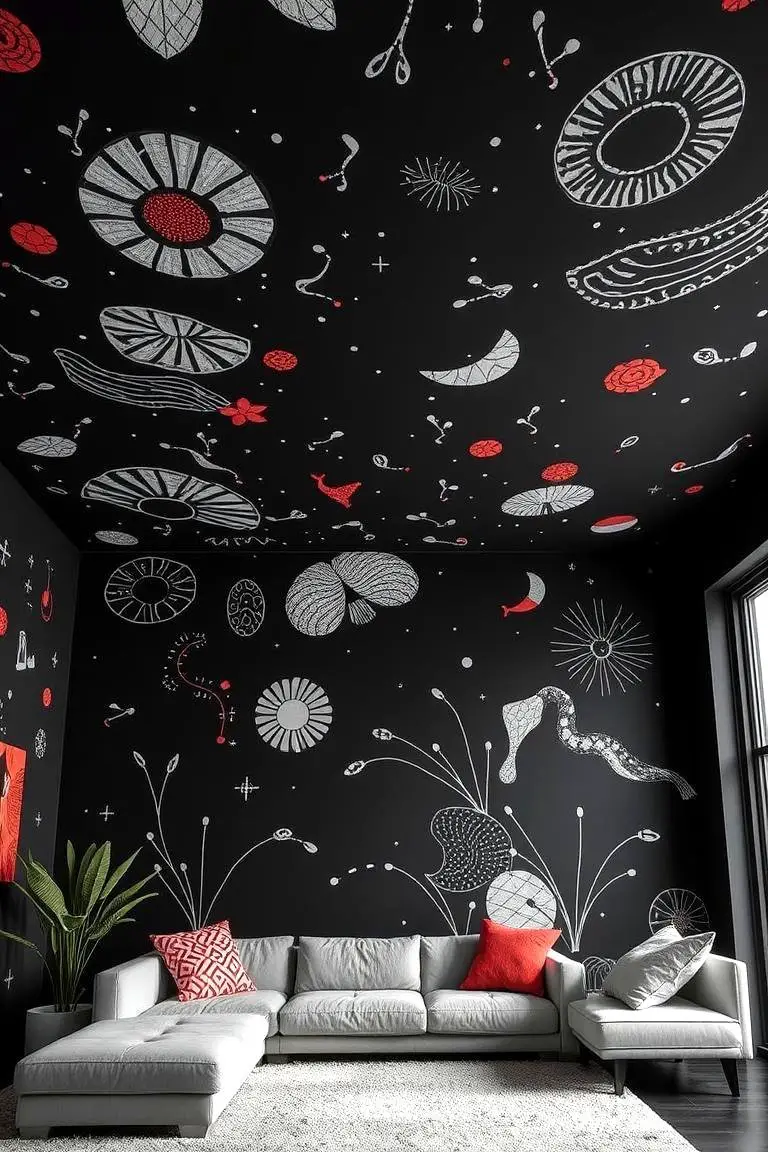Creative Black Ceiling with Patterns