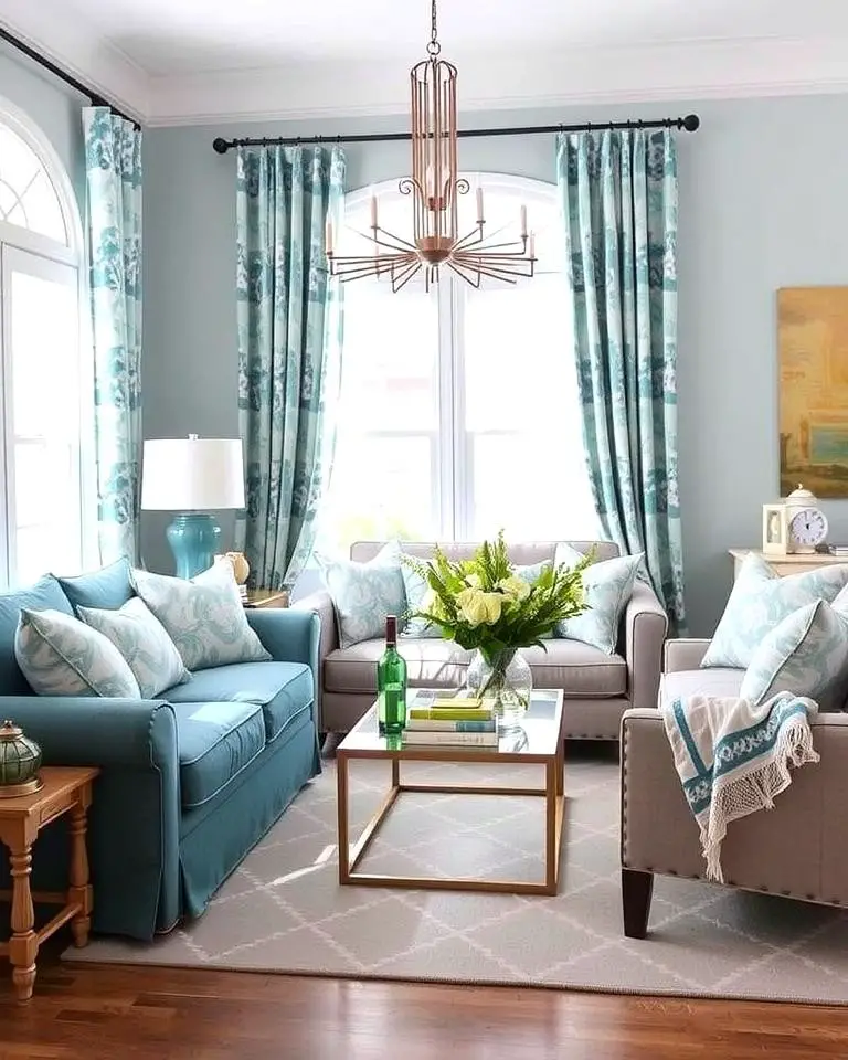 Teal and Grey Floral Patterns