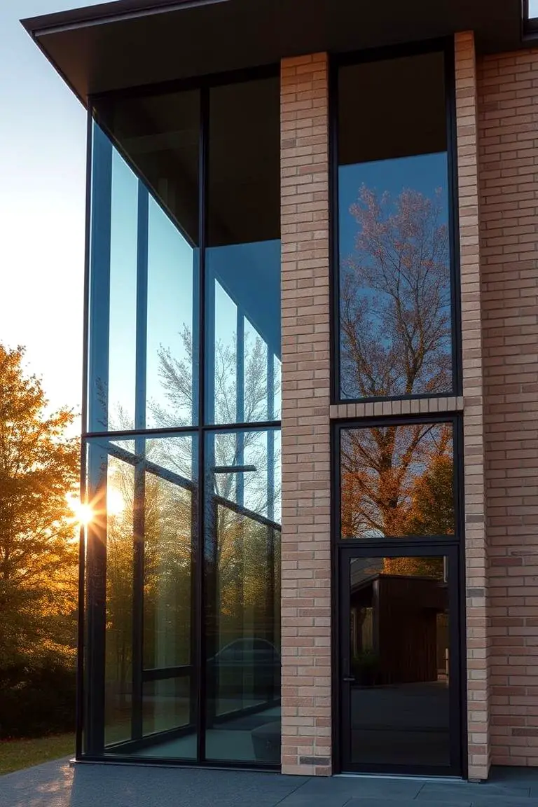 Beige Brick and Glass Facade