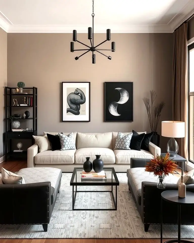 Taupe and Black Accents