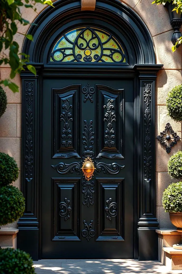 Elegant Black with Carved Detailing