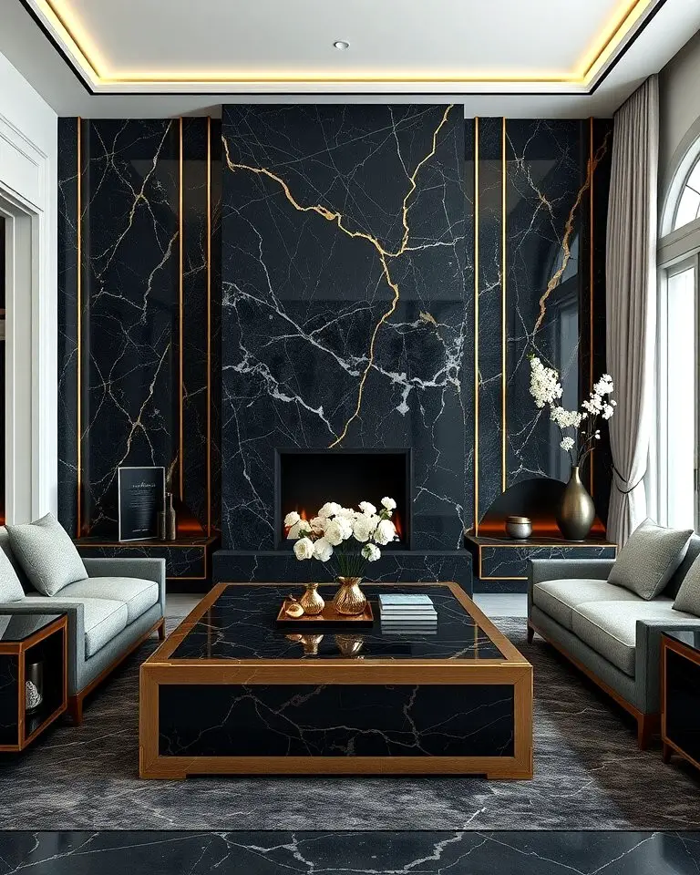 Black Marble with Gold Inlays