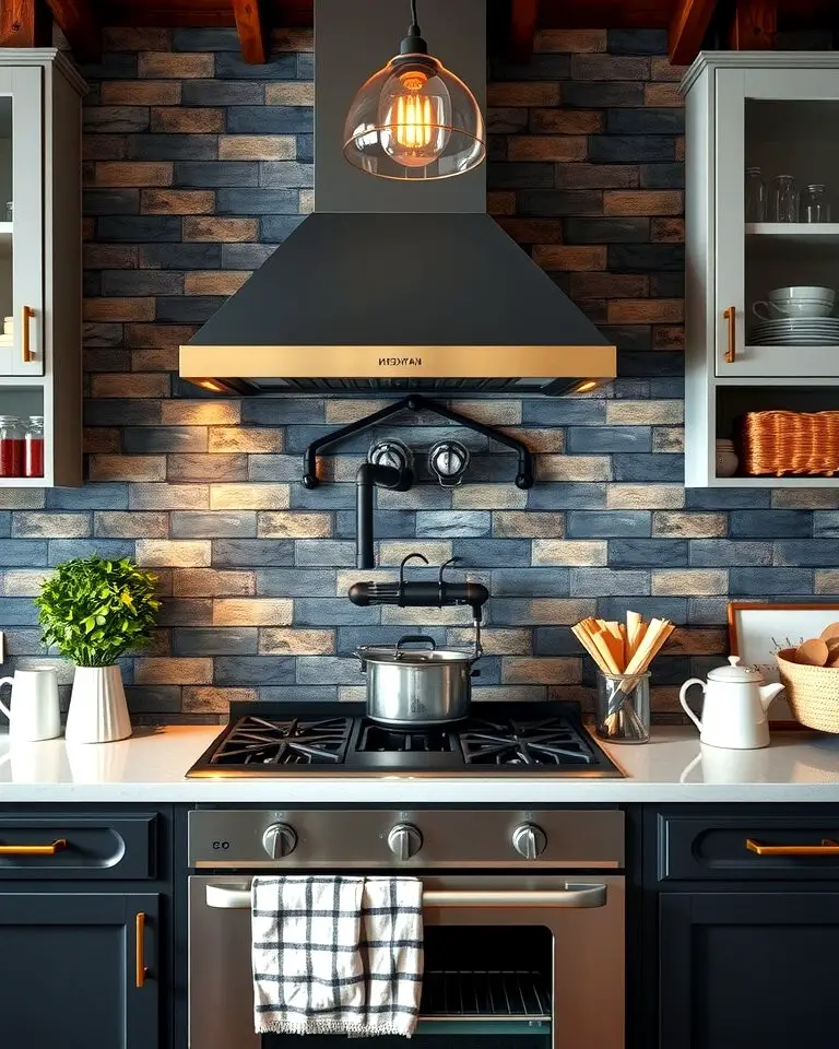Black Brick Veneer Backsplash
