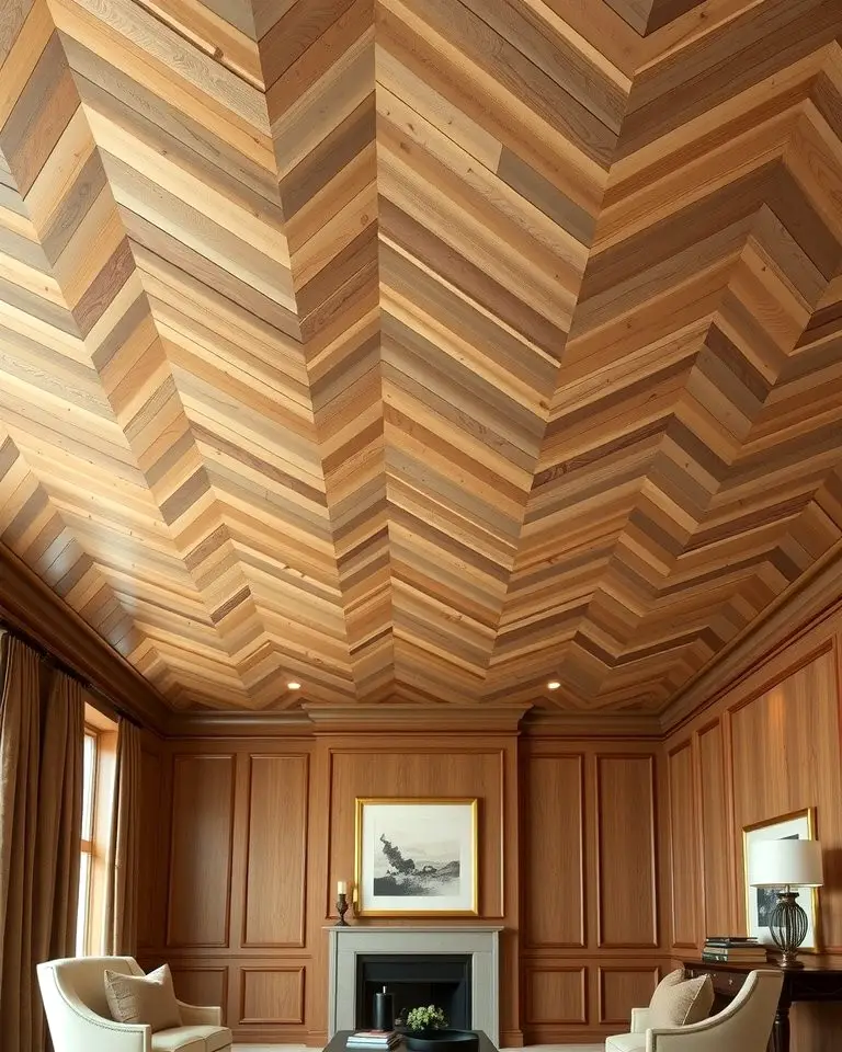 Herringbone Wood Ceiling for Sophistication