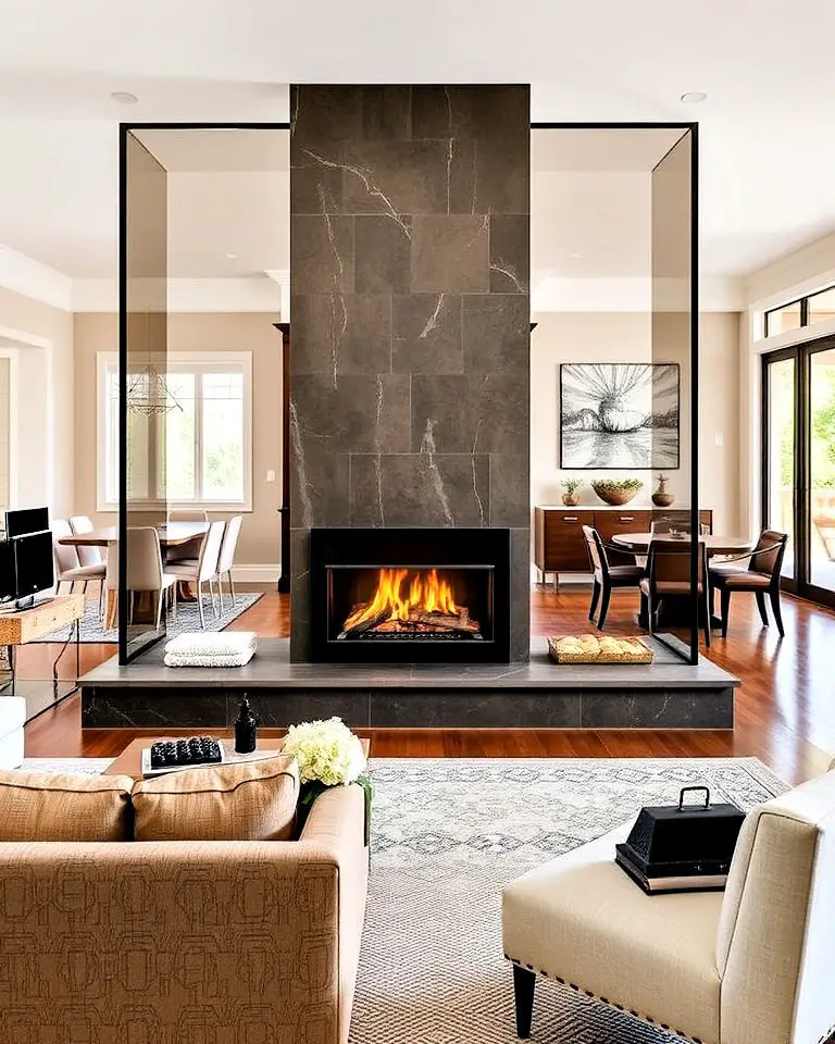 Dual-Sided Fireplace for Open Layouts
