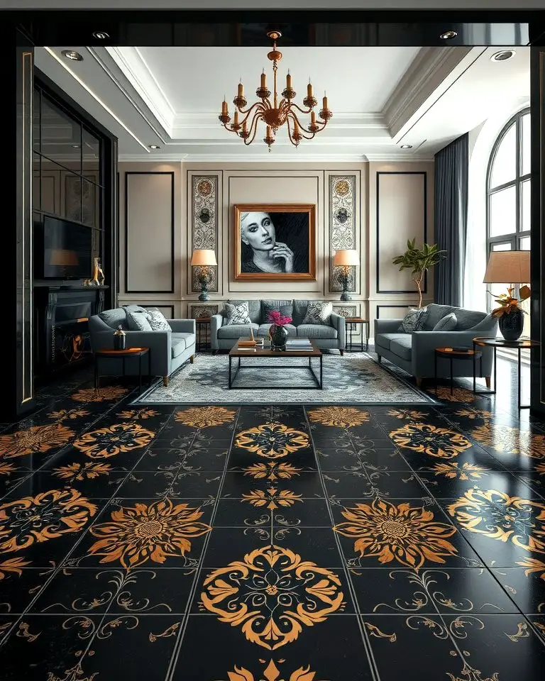 Black and Gold Floor Tiles