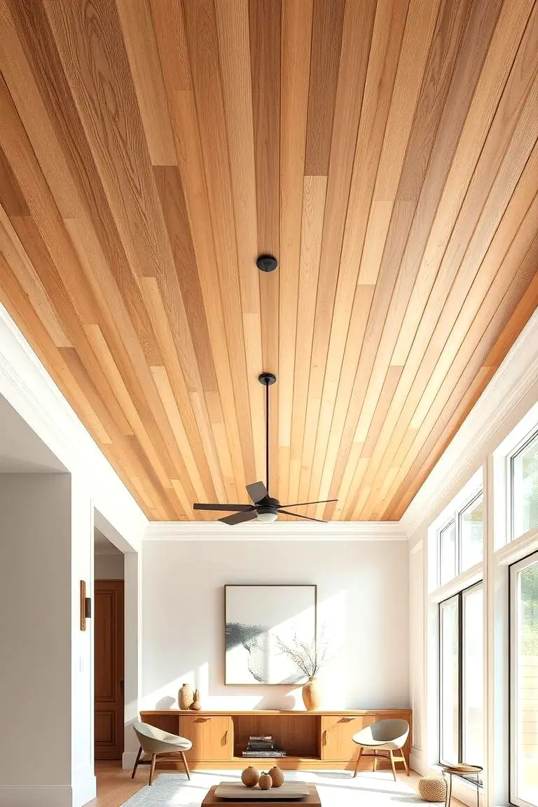 Transitional Wood Slat Ceiling Design