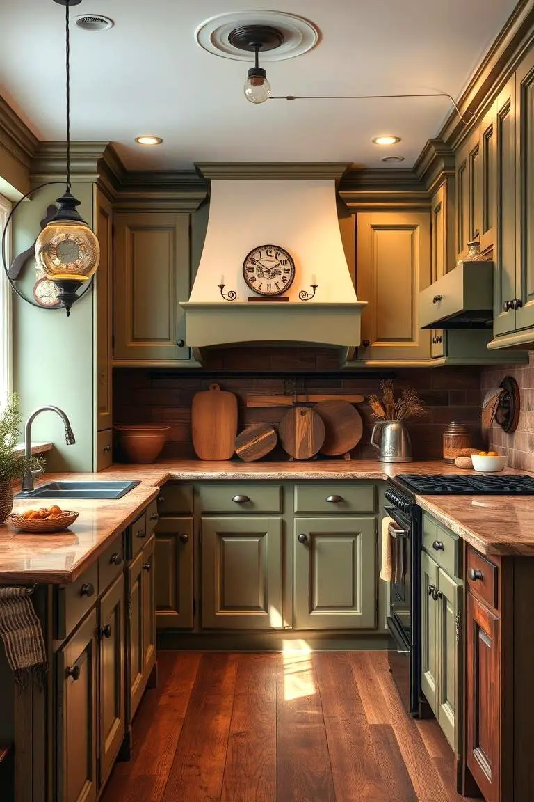 Vintage Olive Green Cabinets