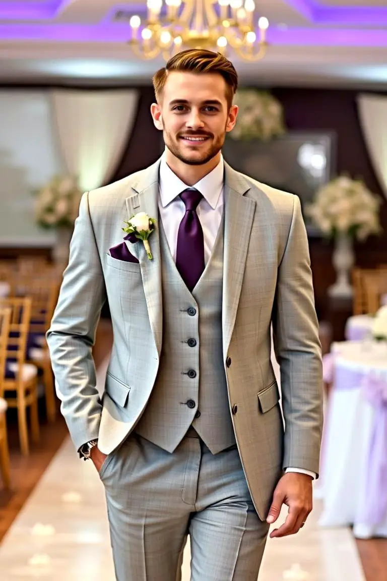Purple Wedding Attire for the Groom