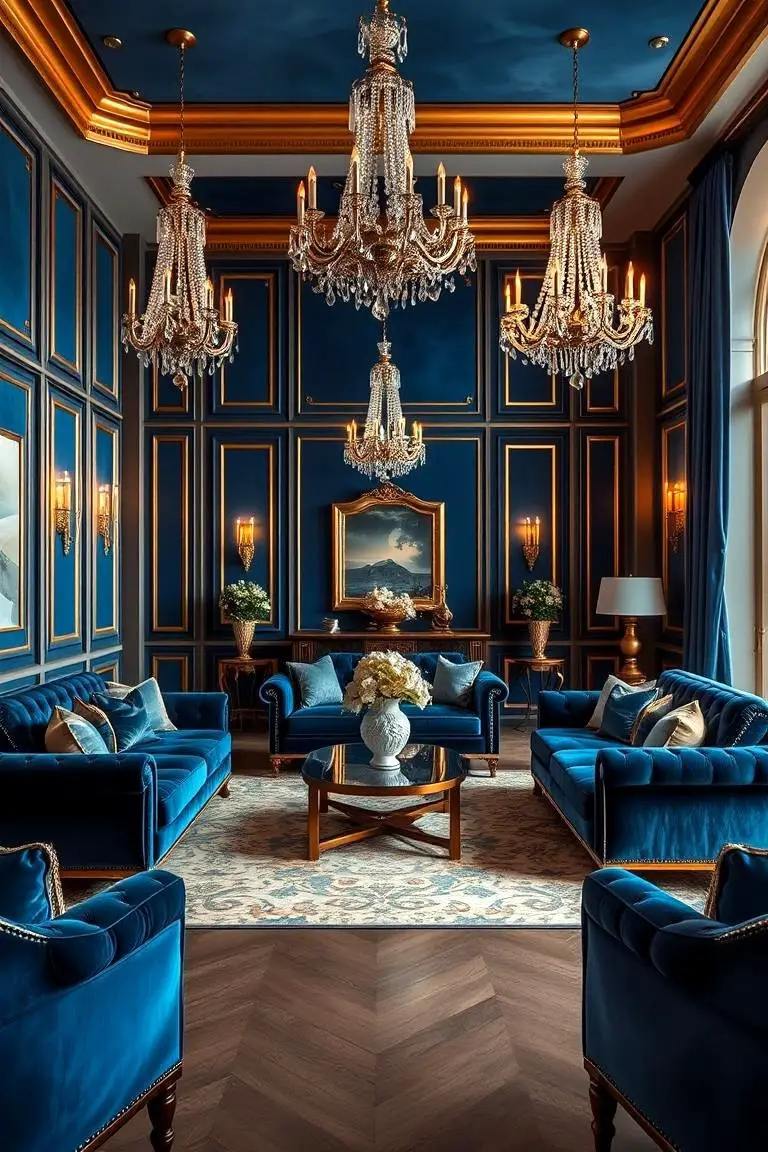 Royal Blue and Muted Gold