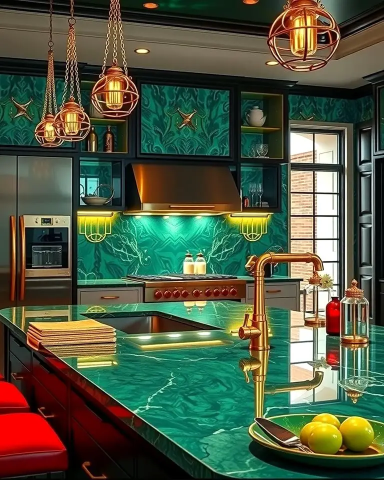 Glamorous Glow with Malachite-Inspired Designs