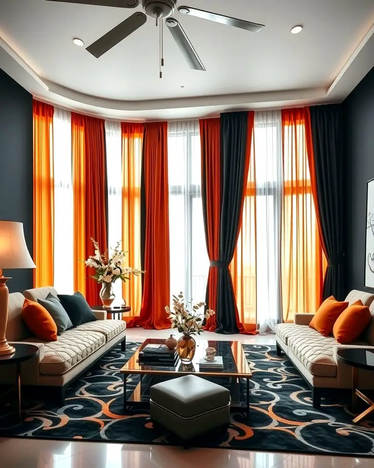 Black and Orange Drapes