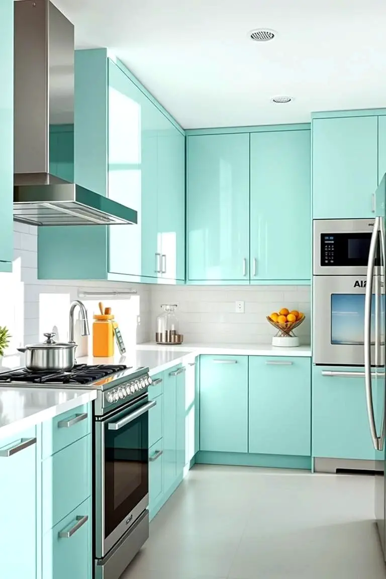 Modern Mint Green Contemporary Cabinets