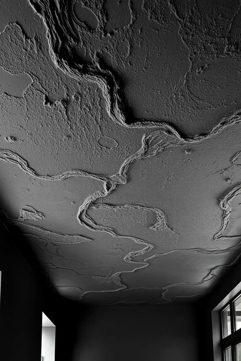 Textured Black Plaster Ceiling