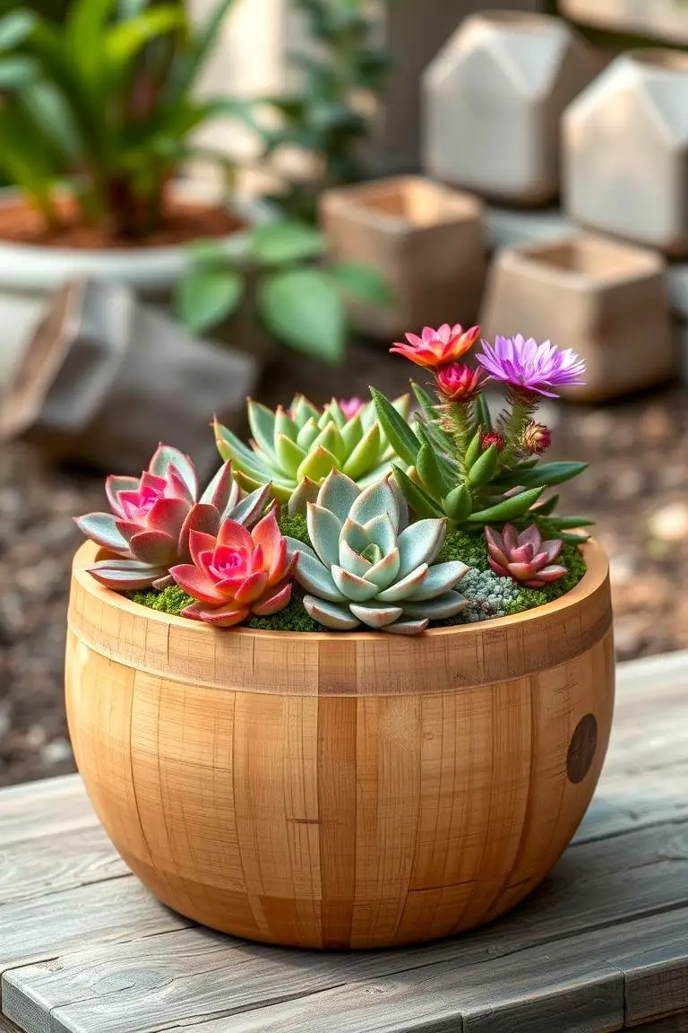 Natural Bamboo Succulent Container