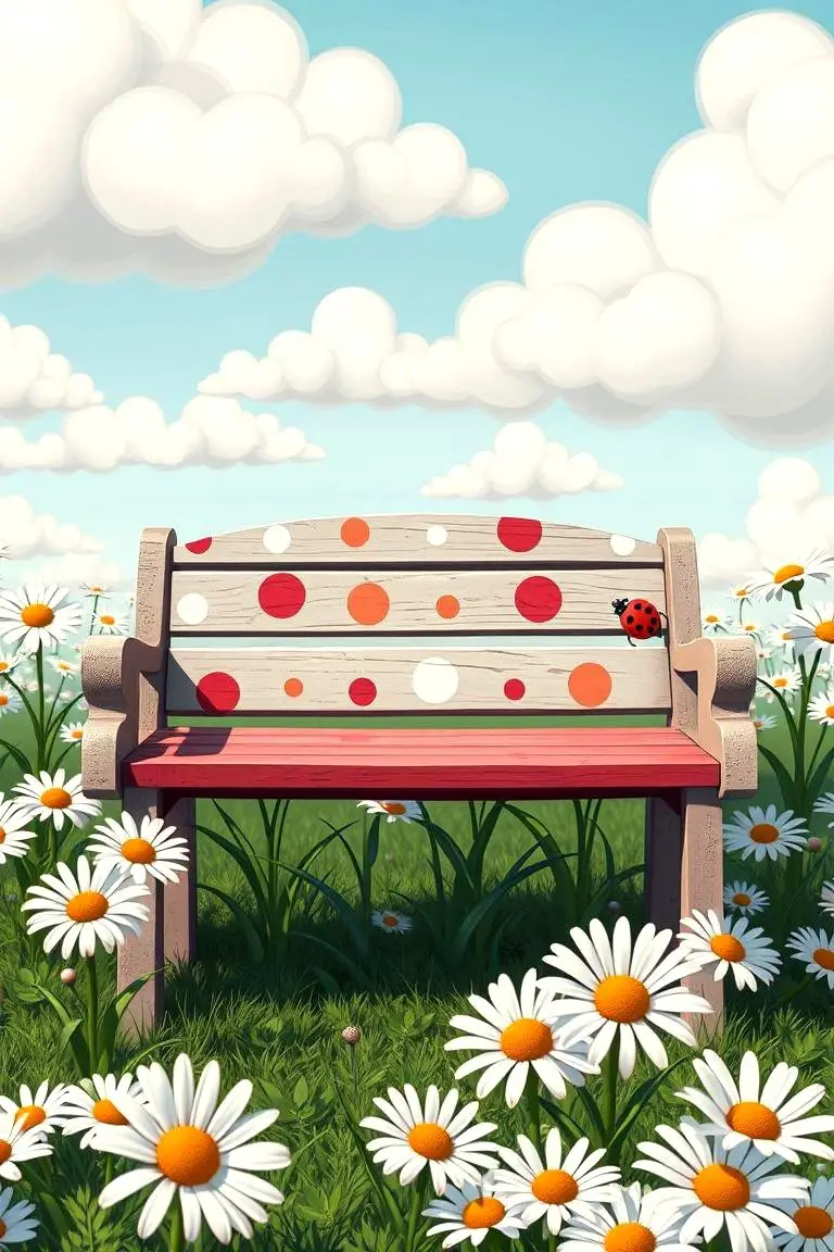 Whimsical Painted Bench for Gardens