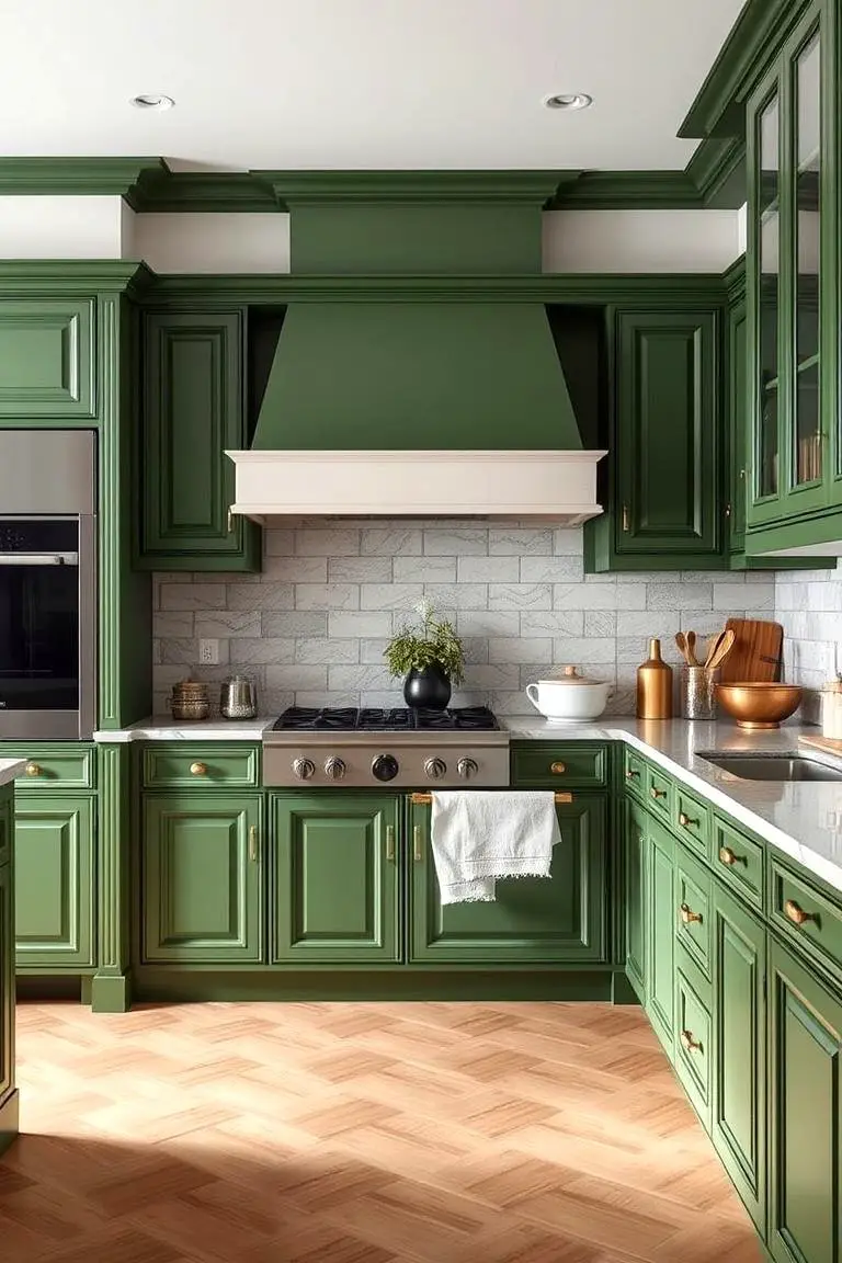 Elegant Lush Green Cabinets