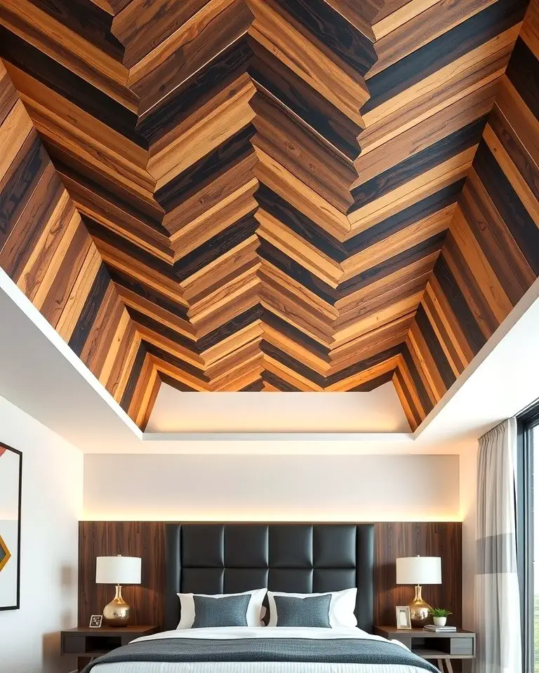 Chevron Patterned Wood Ceiling